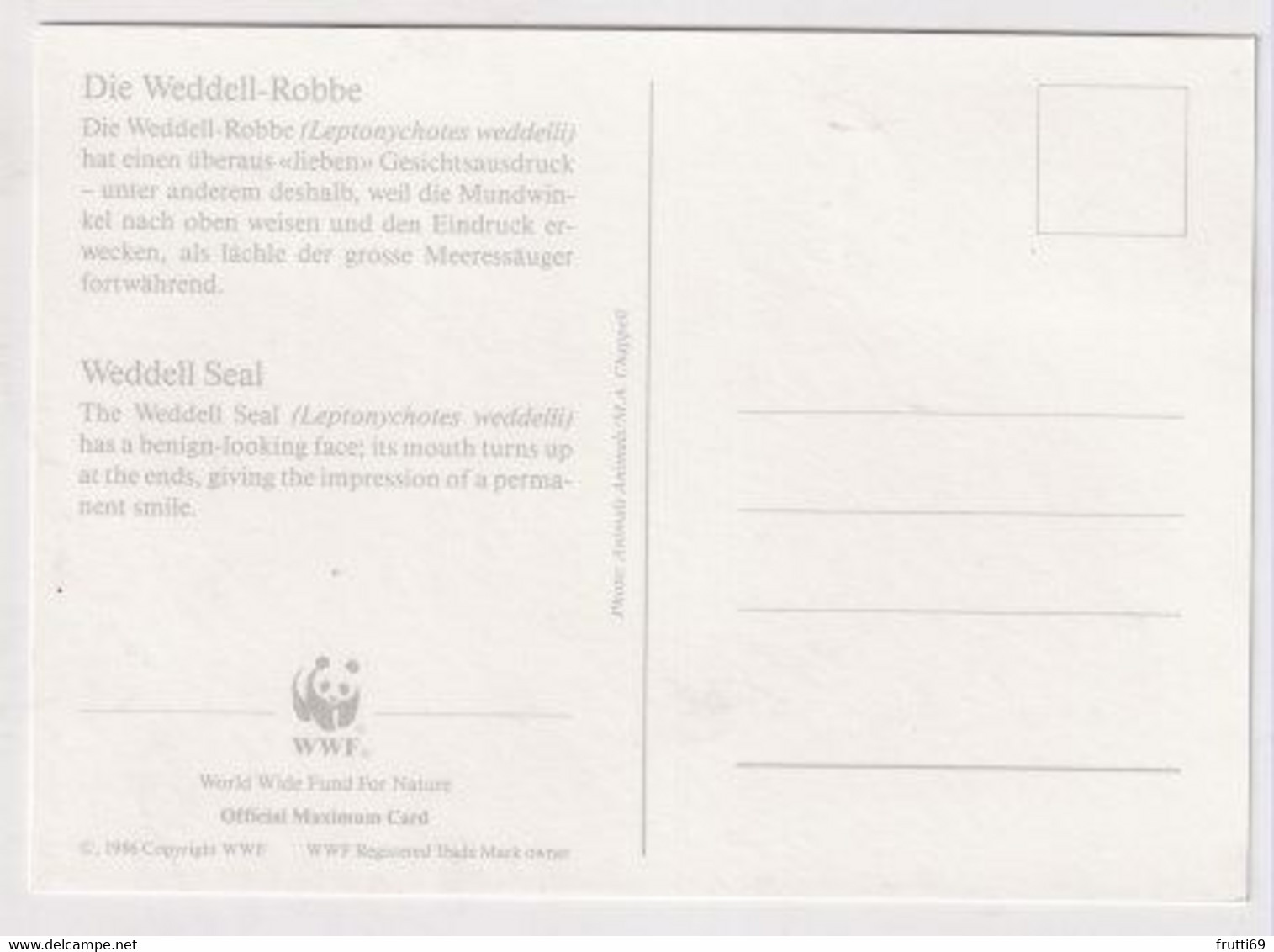 MC 034492 BRITISH ANTARCTIC TERRITORY - Weddell Seal - Maximumkaarten