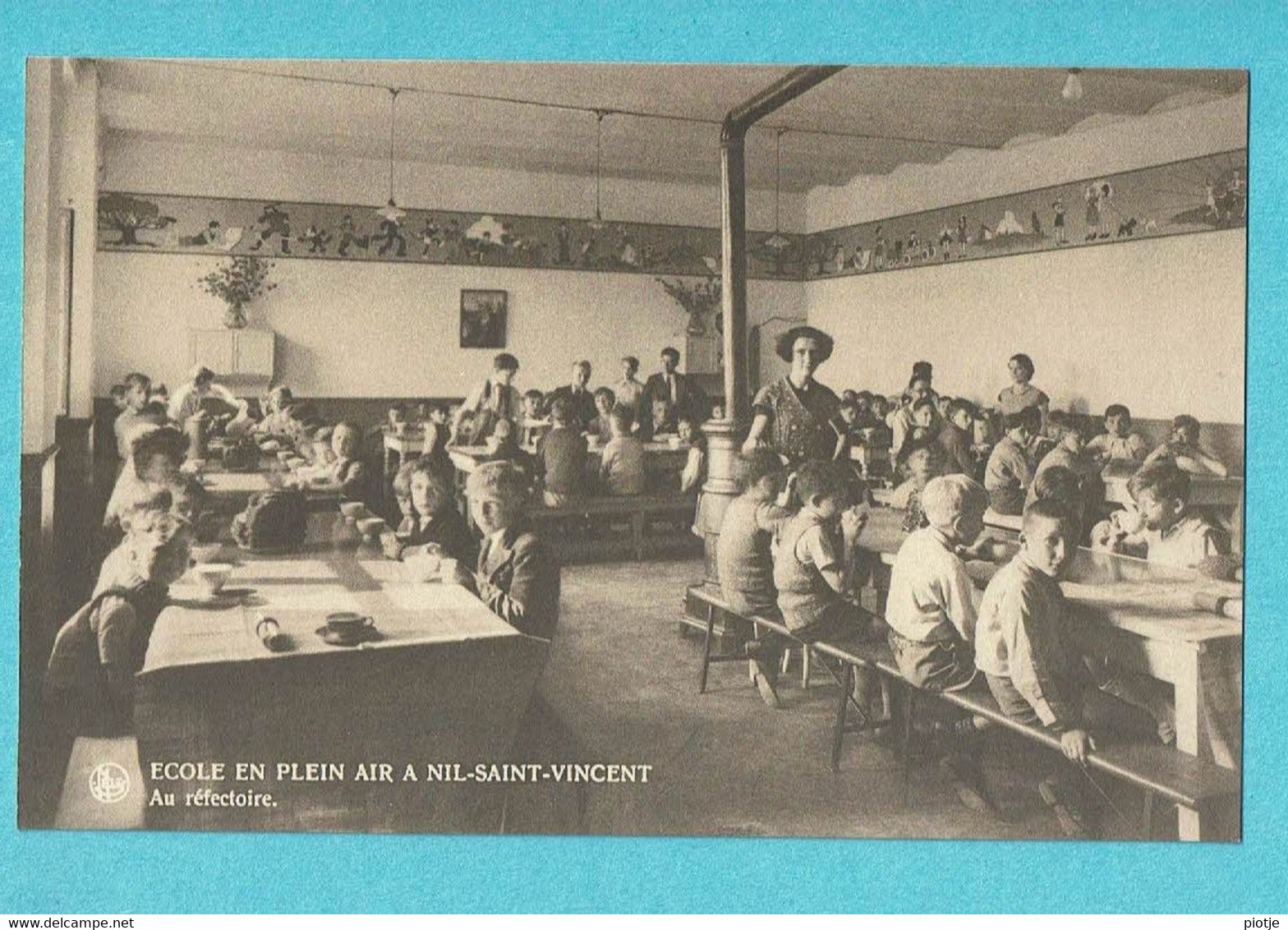 * Nil Saint Vincent (Walhain - Brabant Wallon) * (Nels - Photo J. Van Ghele) école En Plein Air, Réfectoire, School, Old - Walhain