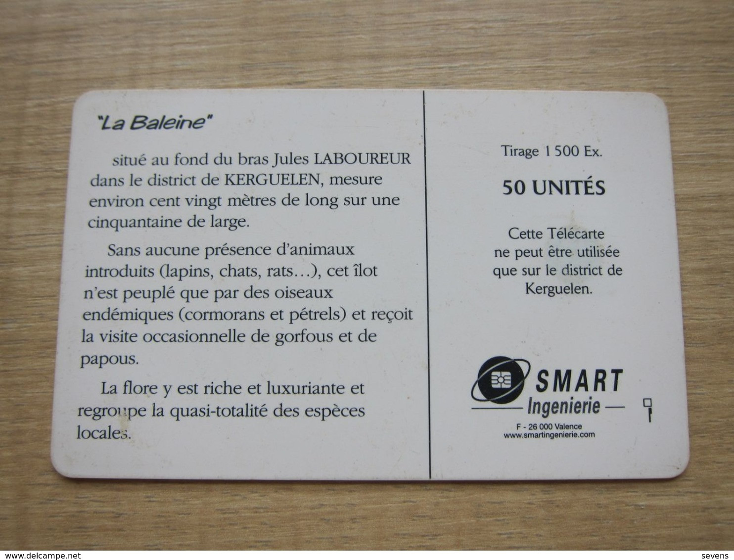 Chip Phonecard,La Baleine,used With Tiny Scratch - TAAF - French Southern And Antarctic Lands