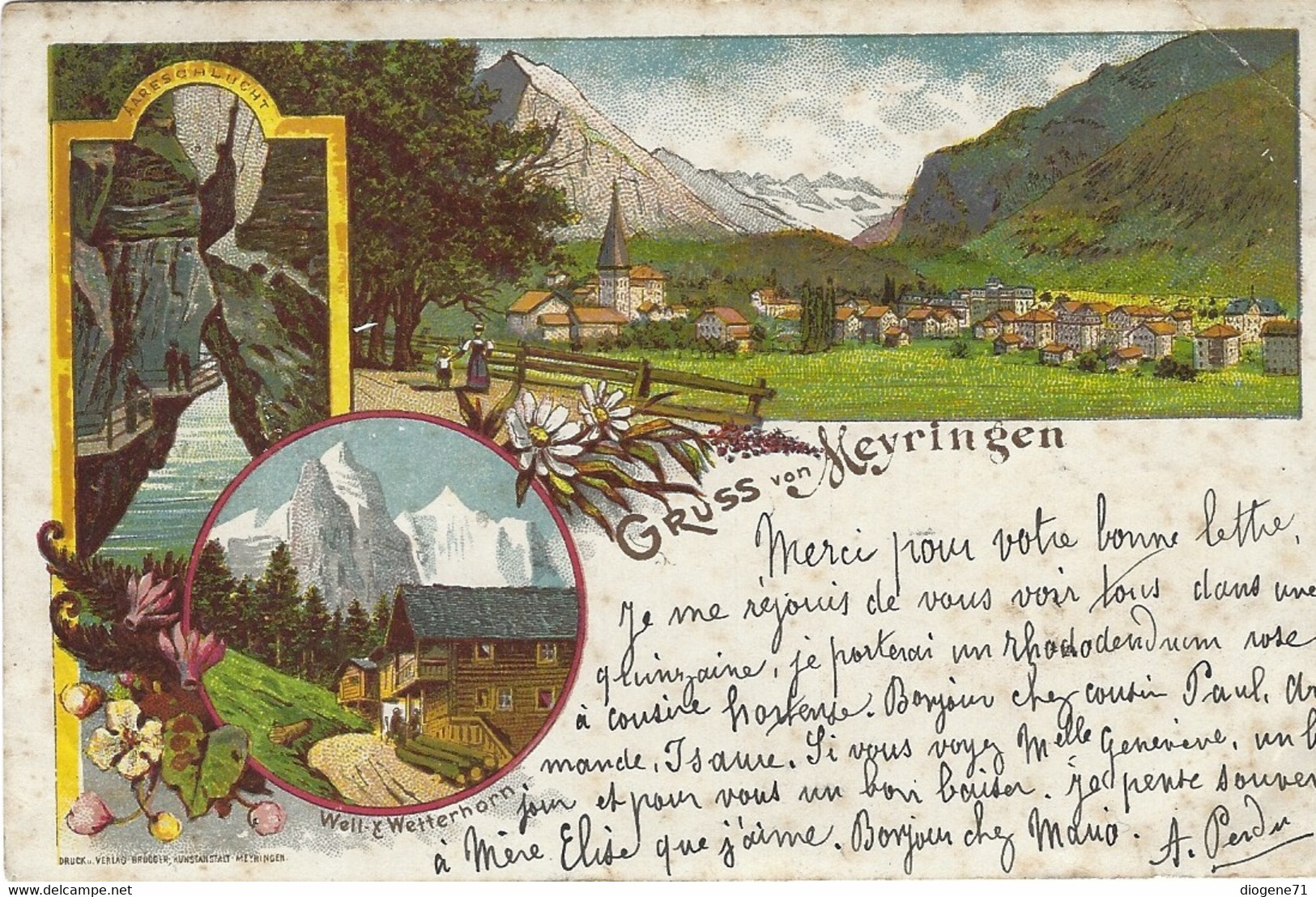 Gruss Von Meyringen Litho 1898 - Meiringen