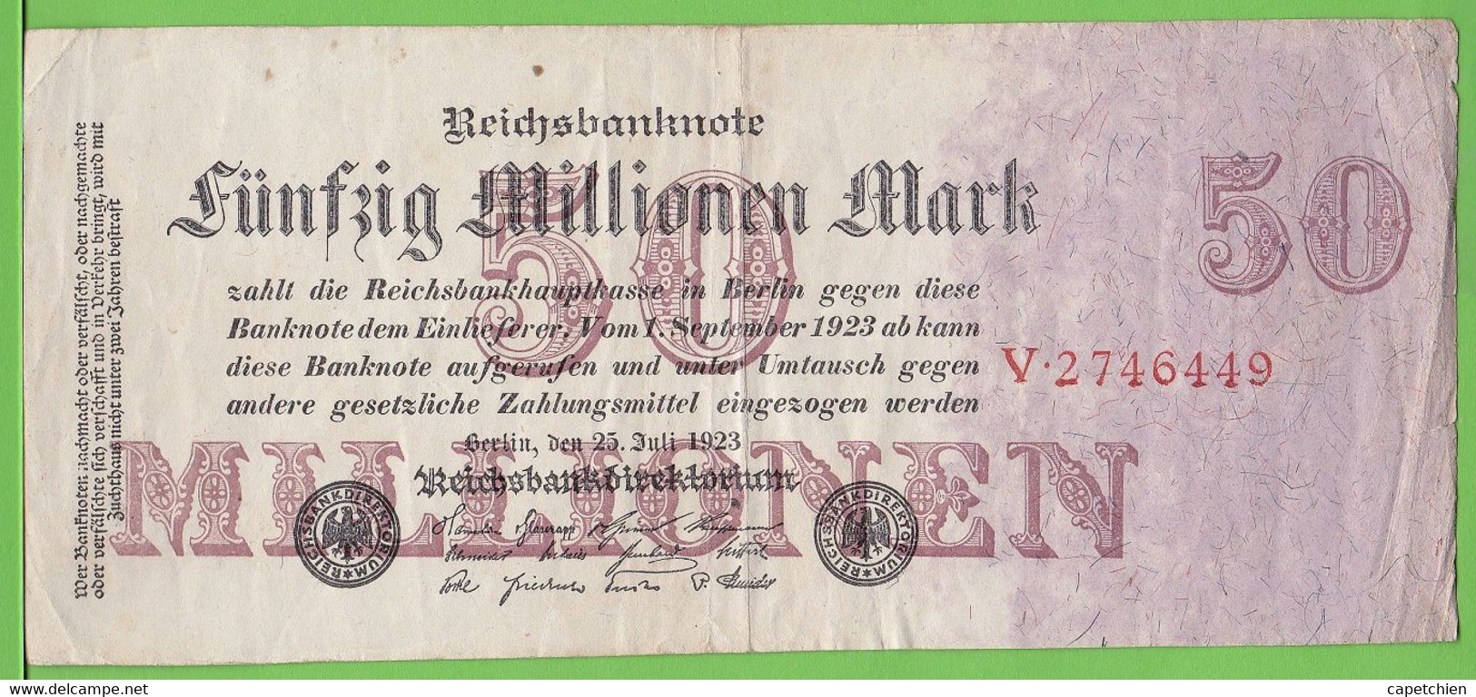 ALLEMAGNE / 50 000 000 MARK / 50 MILLIONS / 25/07/1923 - 50 Mio. Mark