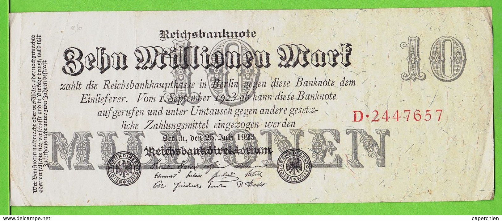 ALLEMAGNE / 10 000 000 MARK / 10 MILLIONS / 25/07/1923 - 10 Mio. Mark