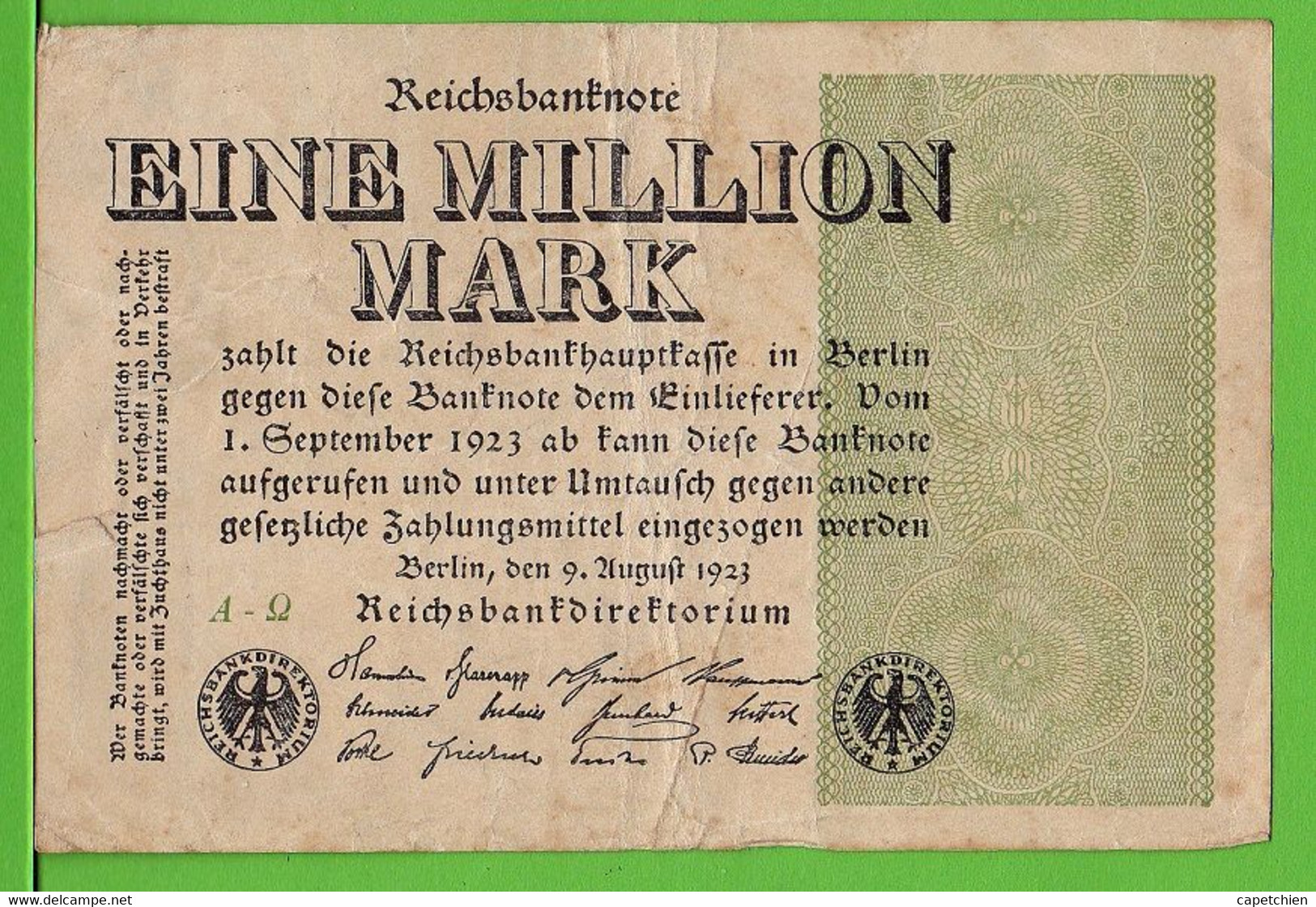 ALLEMAGNE / 1 000 000 MARK /  09/08/1923 - 1 Mio. Mark