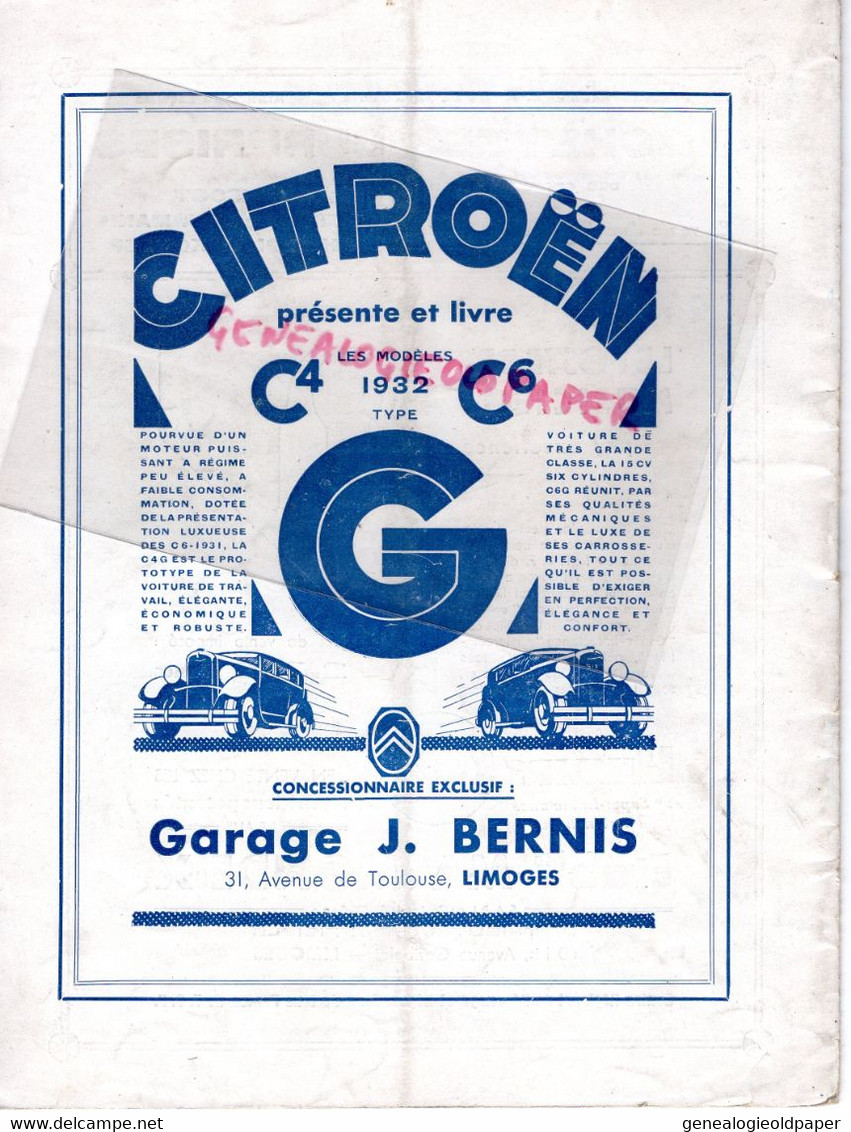 87- LIMOGES- PROGRAMME CIRQUE THEATRE OPERA-CAZAUTETS- L' ARLESIENNE-GRUMBACH-TRAMOND-CITROEN-HOLDERER-MAPATAUD-BOUCHARA - Programas