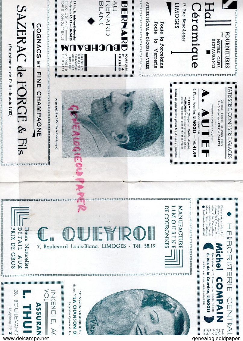 87- LIMOGES- PROGRAMME CIRQUE THEATRE OPERA-CAZAUTETS- MANON-NESPOULOUS-TALERAC-SAUVAGEOT-SCELLIER-RENAULT 4-BERNIS-