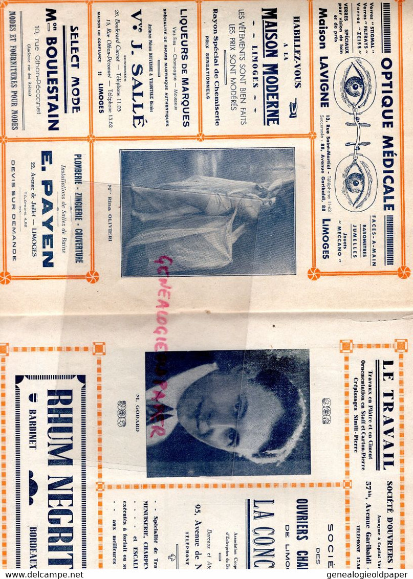 87- LIMOGES- PROGRAMME CIRQUE THEATRE OPERA-CAZAUTETS- CENDRILLON-1932-MASSENET-BERNIS CITROEN-MAPATAUD MASMONDEIX-