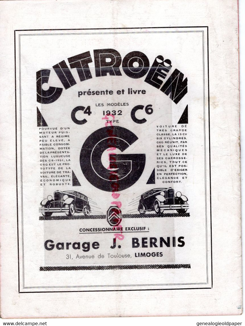 87- LIMOGES- PROGRAMME CIRQUE THEATRE OPERA-CAZAUTETS-FAUST-CENDRILLON-GOUNOD-1932-BERNIS-HOLDERER-QUEYROI-MAPATAUD- - Programs