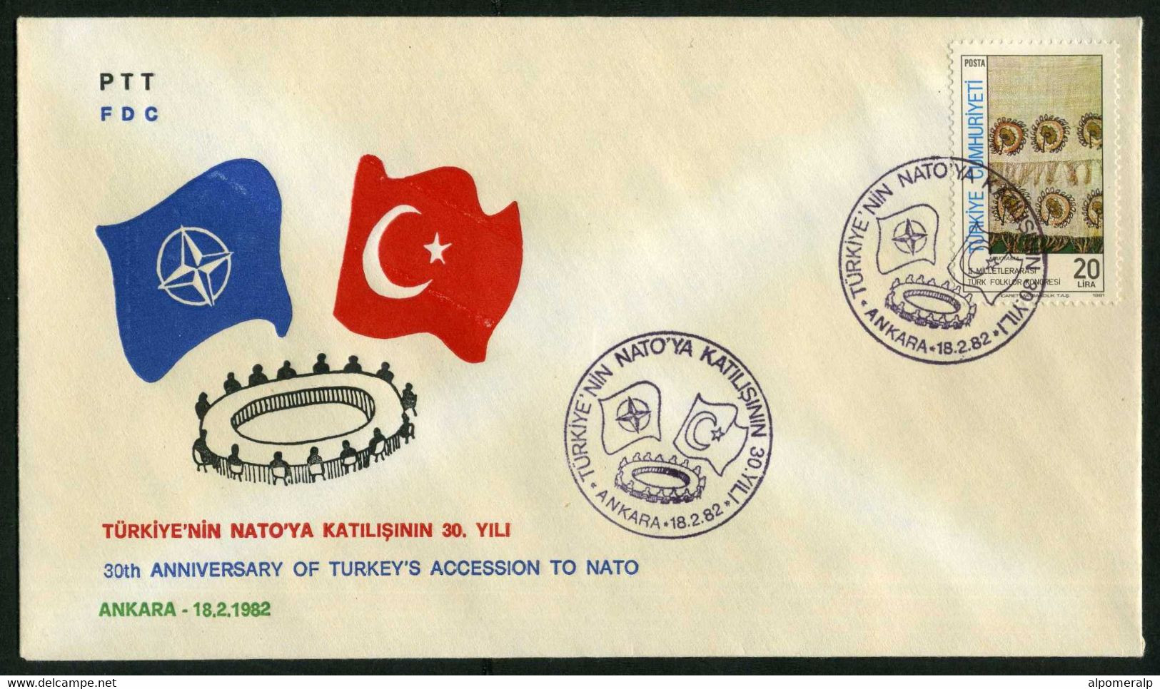 Türkiye 1982 30th Anniv. Of Accession To NATO | Flag, Special Cover - Covers & Documents