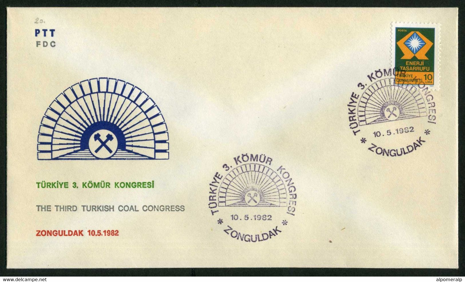 Türkiye 1982 Coal Congress | Mining, Energy, Special Cover - Lettres & Documents