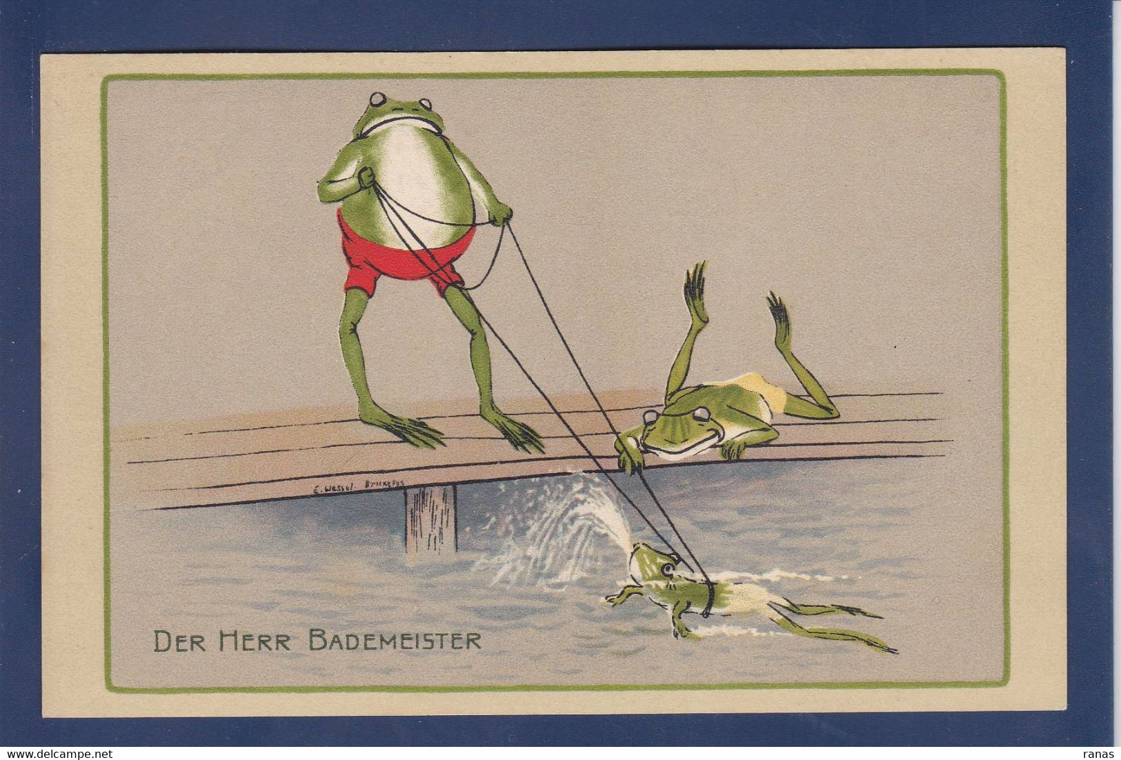 CPA Grenouille Frog Surréalisme Non Circulé Position Humaine Satirique Caricature - Fish & Shellfish
