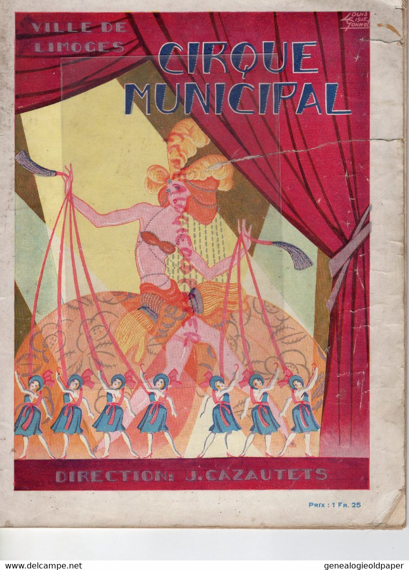 87- LIMOGES- PROGRAMME CIRQUE THEATRE OPERA-CAZAUTETS- L' AFRICAINE-MEYERBEER-YCHE-BARRAU-REDON-1926-HOLDERER-MANZONI- - Programmes