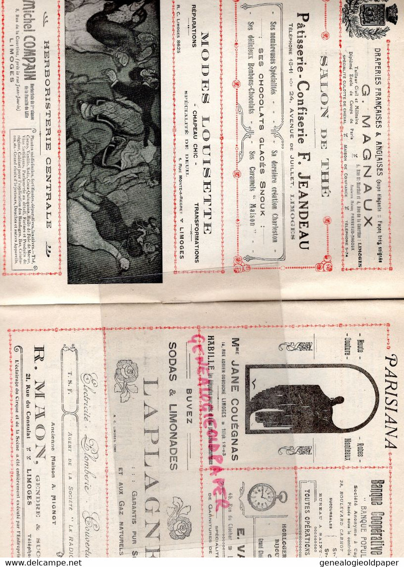 87- LIMOGES- PROGRAMME CIRQUE THEATRE OPERA-CAZAUTETS- L' AFRICAINE-MEYERBEER-YCHE-BARRAU-REDON-1926-HOLDERER-MANZONI- - Programmes