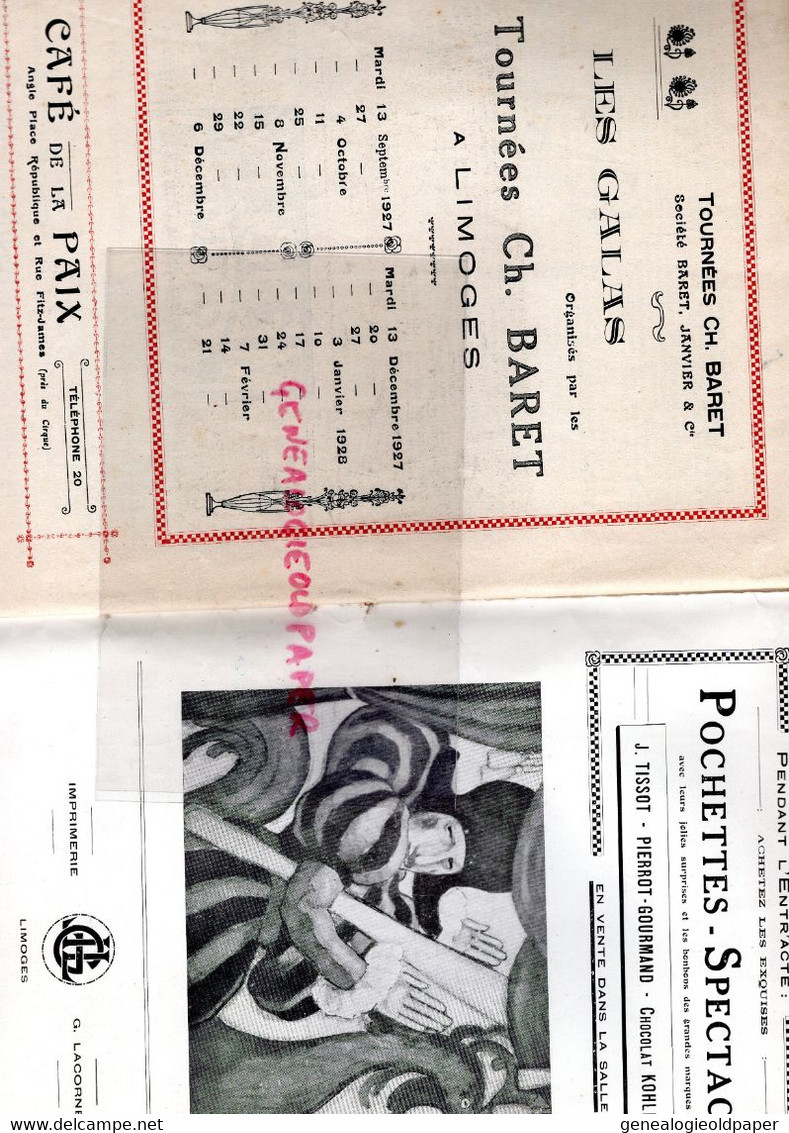 87- LIMOGES- PROGRAMME CIRQUE THEATRE OPERA-CAZAUTETS- L' AFRICAINE-MEYERBEER-YCHE-BARRAU-REDON-1926-HOLDERER-MANZONI-