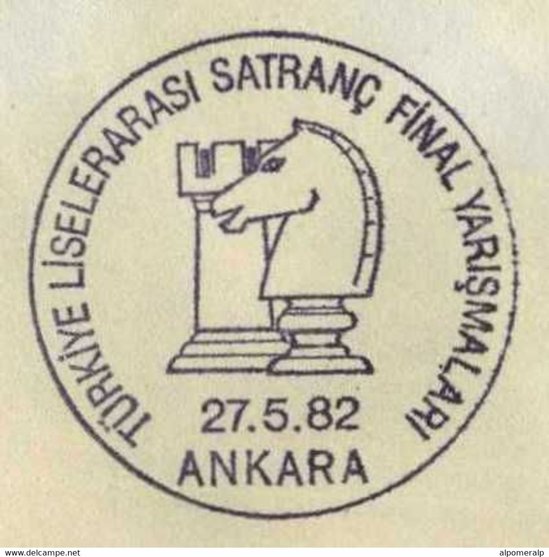 Türkiye 1982 High Schools Chess Competition | Rook And Knight, Games, Special Cover - Covers & Documents