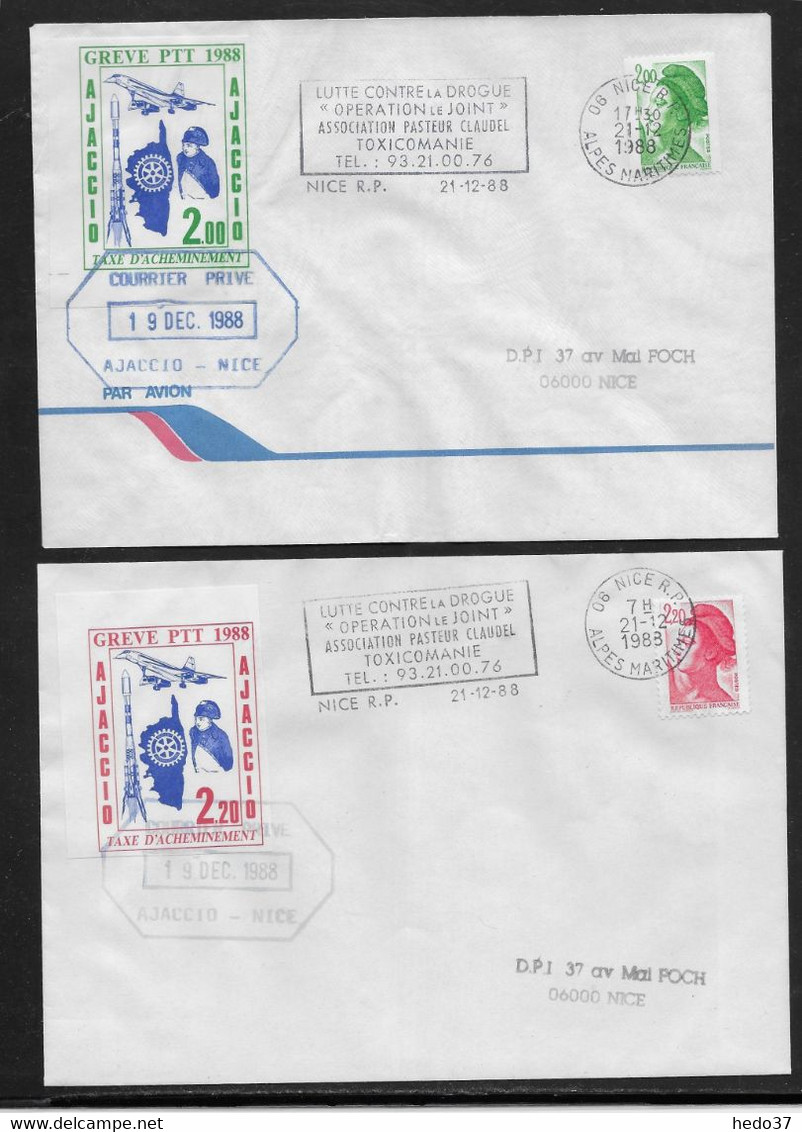 France Grève - Ajaccio 1988 - Lettres - Other & Unclassified