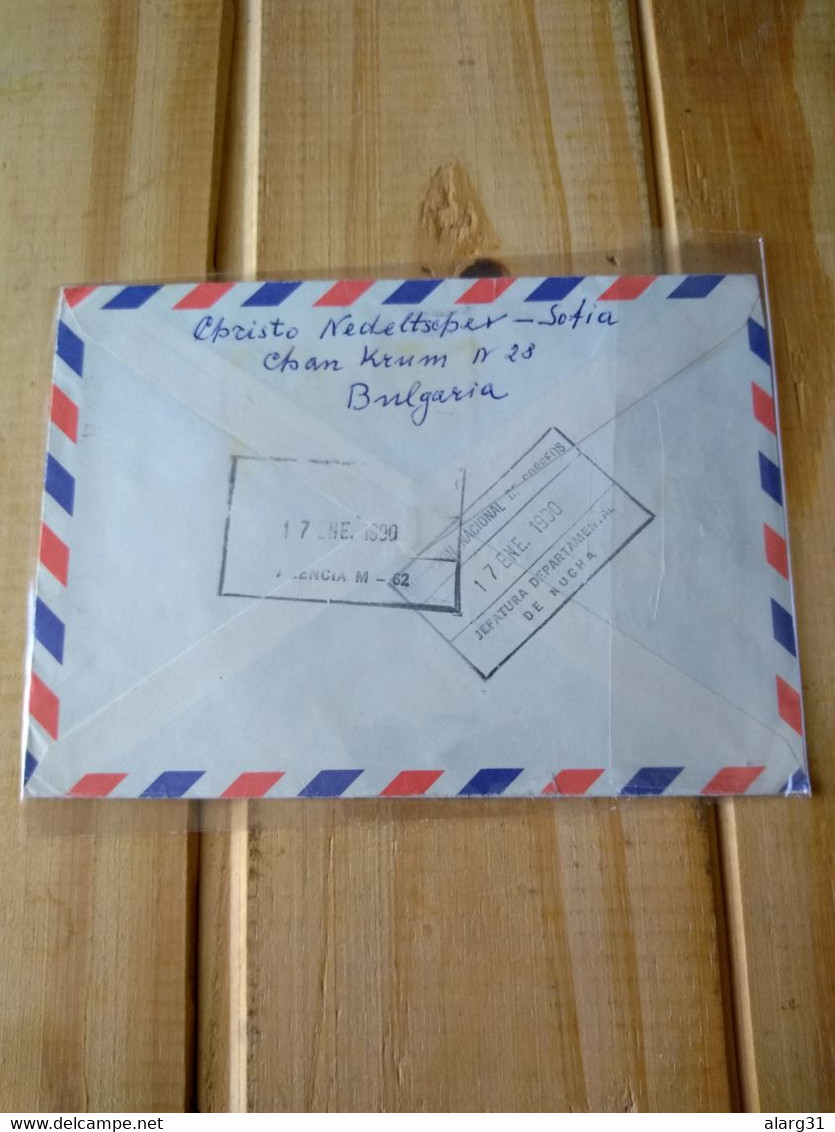 Bulgaria.letter Registered To Uruguay. 1989 Rare Destine.2 Diff WWF Stamps Bat.pelican.for Postage .reg Post E 7 Conmem - Brieven En Documenten