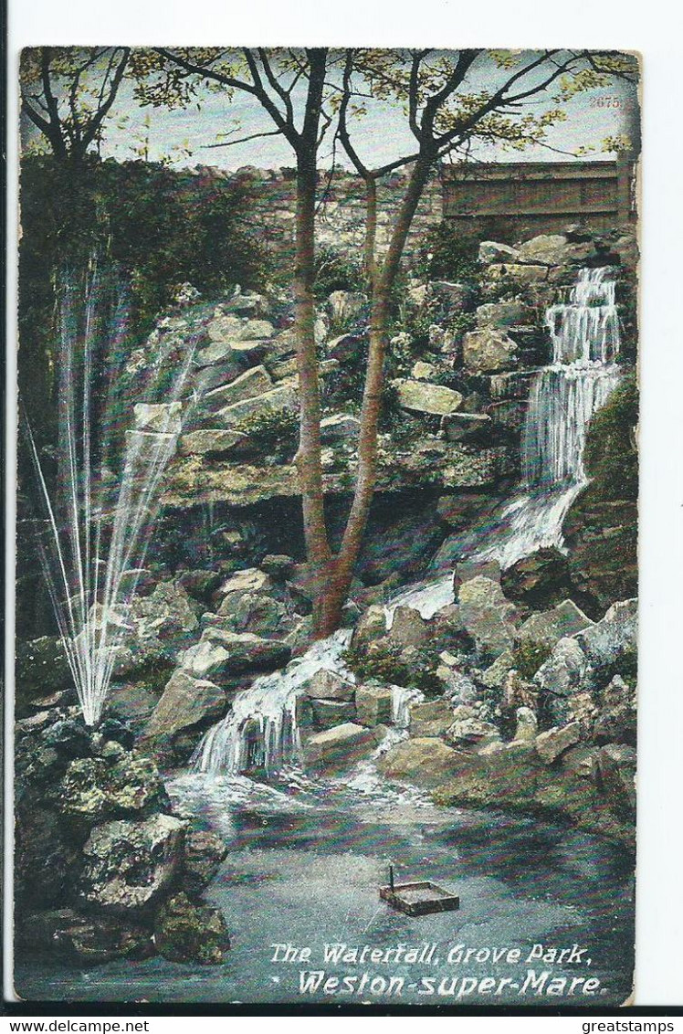 Devon Weston-super-mare Grove Park Waterfall Posted 1904 - Weston-Super-Mare