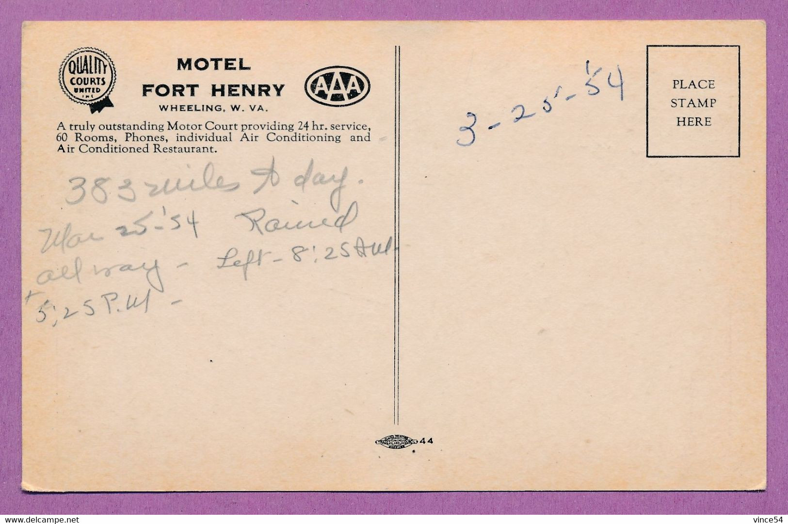 MOTEL FORT HENRY - Wheeling -  1954 - Wheeling