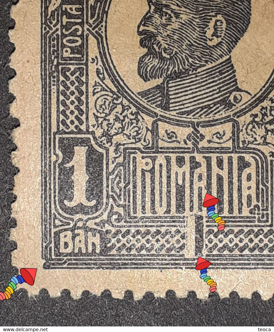 Stamps  Errors Romania 1920 King Ferdinand 1b Black  Printed With Broken Border U - Abarten Und Kuriositäten