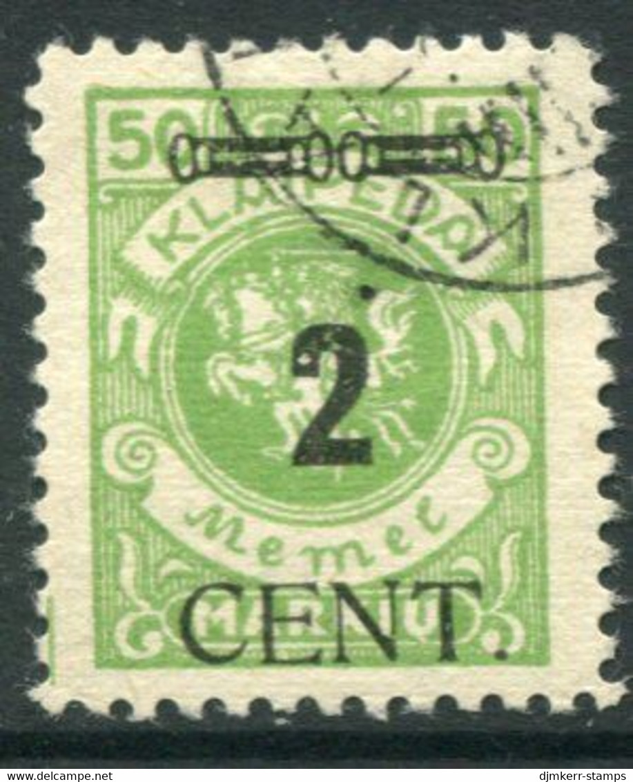 MEMEL (Lithuanian Occ) 1923 ( May) Surcharge 2 C. On 50 M. Arms.used.  Michel 185 - Memel (Klaipeda) 1923
