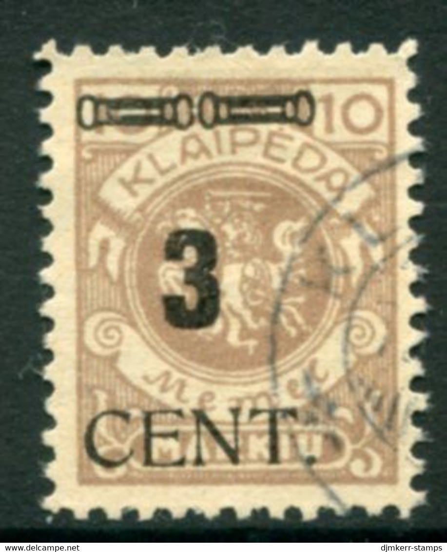 MEMEL (Lithuanian Occ) 1923 ( May) Surcharge 3 C. On 10 M. Arms.used.  Michel 186 - Memel (Klaipeda) 1923