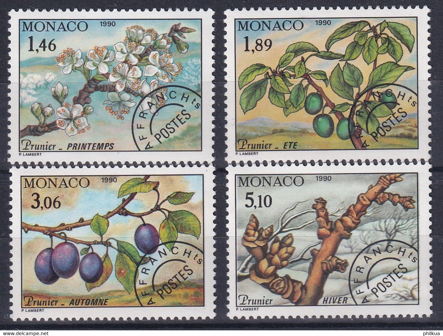 MiNr. 1980 - 1983  Monaco1990, 11. Sept. Freimarken Mit Vorausentwertung: Die Vier Jahreszeiten - Used Stamps