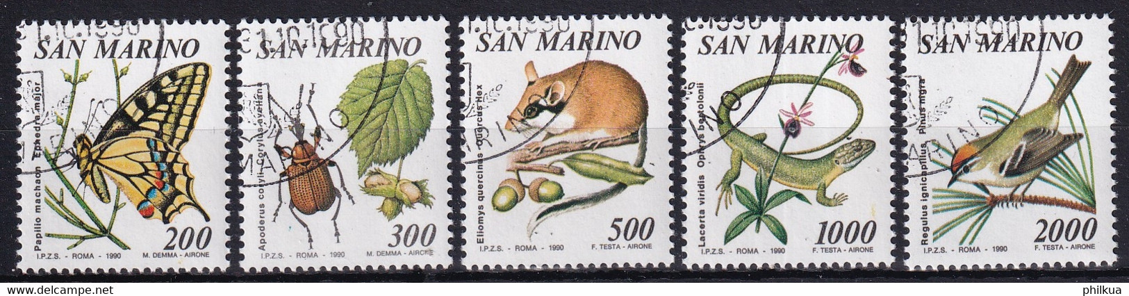 MiNr. 1458 - 1462  San Marino1990, 31. Okt. Fauna Und Flora - Gebruikt