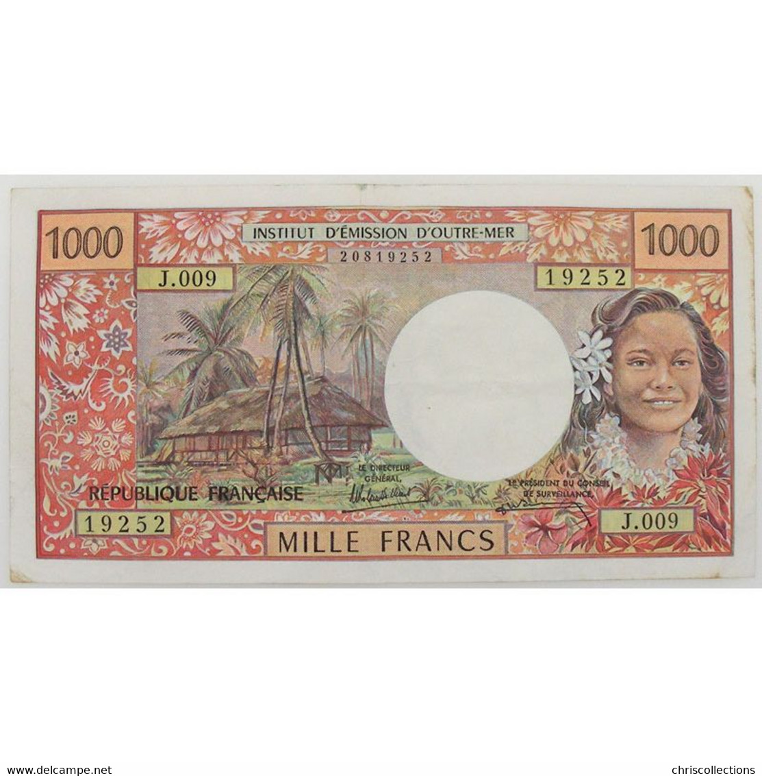 Tahiti, Papeete, 1000 Francs ND, J.009, VF/VF - Papeete (Französisch-Polynesien 1914-1985)