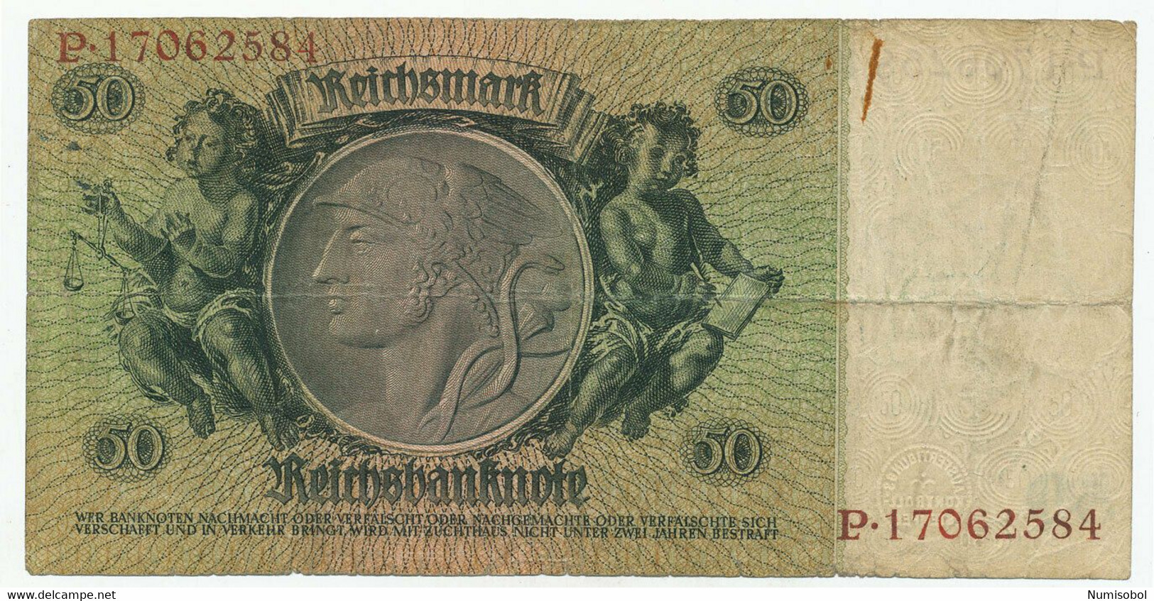 GERMANY, DEUTSCHLAND - 50 Reichsmark 30.3.1933. P182, DB25w (D340) - 50 Mark