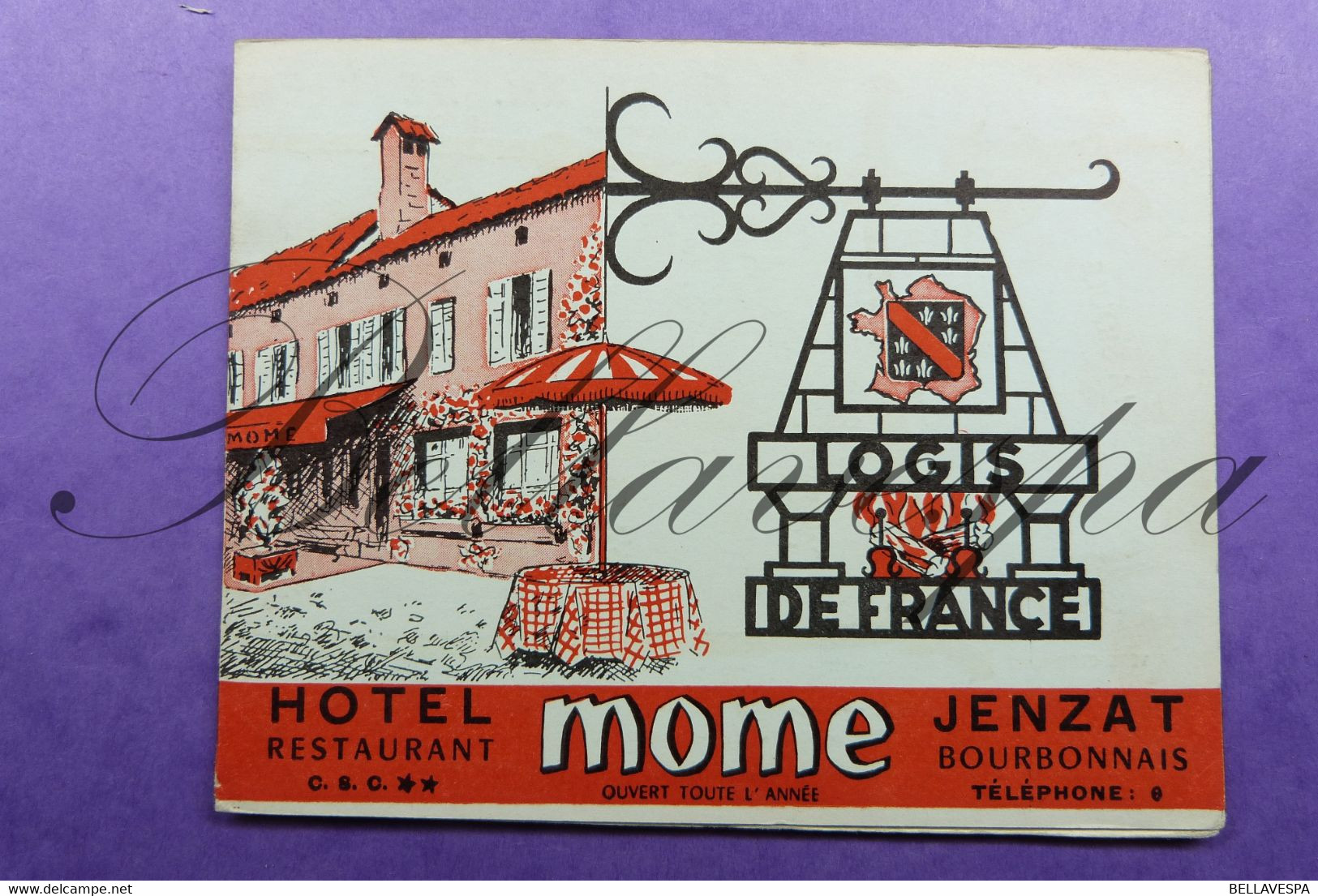 Jenzat Bourbonnais Hotel Restaurant MOME  Impr.S.I.P.A. Vichy Logis De France Carte Pub De Visite - Sonstige & Ohne Zuordnung