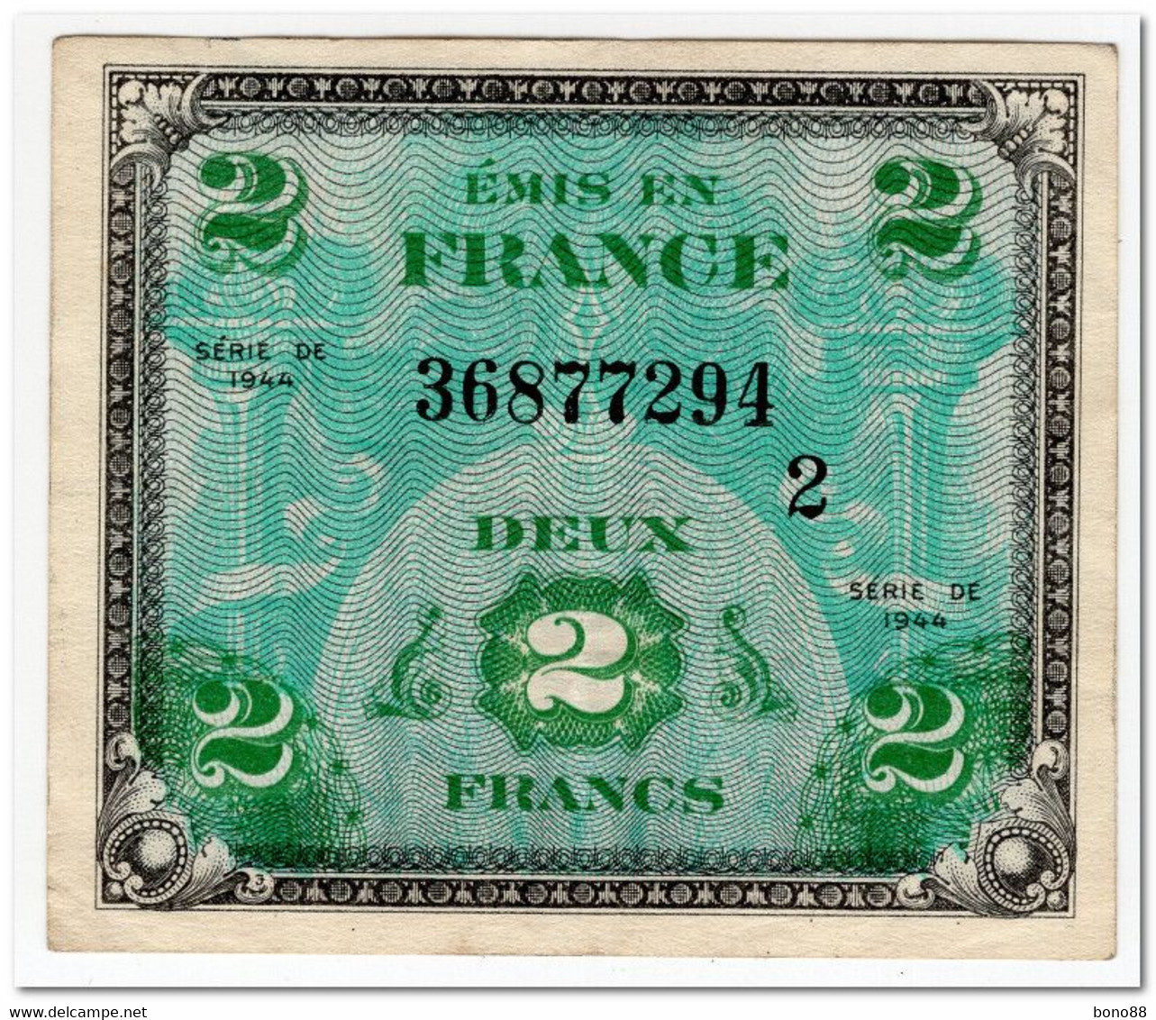 FRANCE,MILITARY CURRENCY,2 FRANCS,1944,P.114,VF+ - Autres & Non Classés