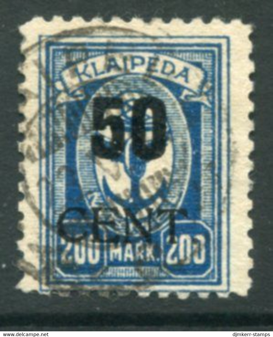 MEMEL (Lithuanian Occ) 1923 ( June) Surcharge 50 C. On 200 M. Annexation Used  Michel 197 - Memel (Klaïpeda) 1923