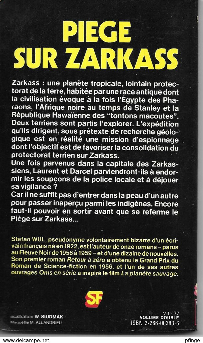 Piège Sur Zarkass Par Stefan Wul	 - Collection SF Presses-Pocket N°5008 - Presses Pocket