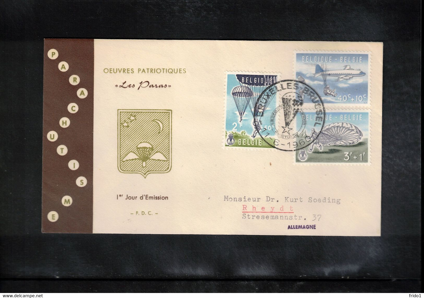 Belgium 1960 Parachuting Interesting Letter FDC - Parachutisme