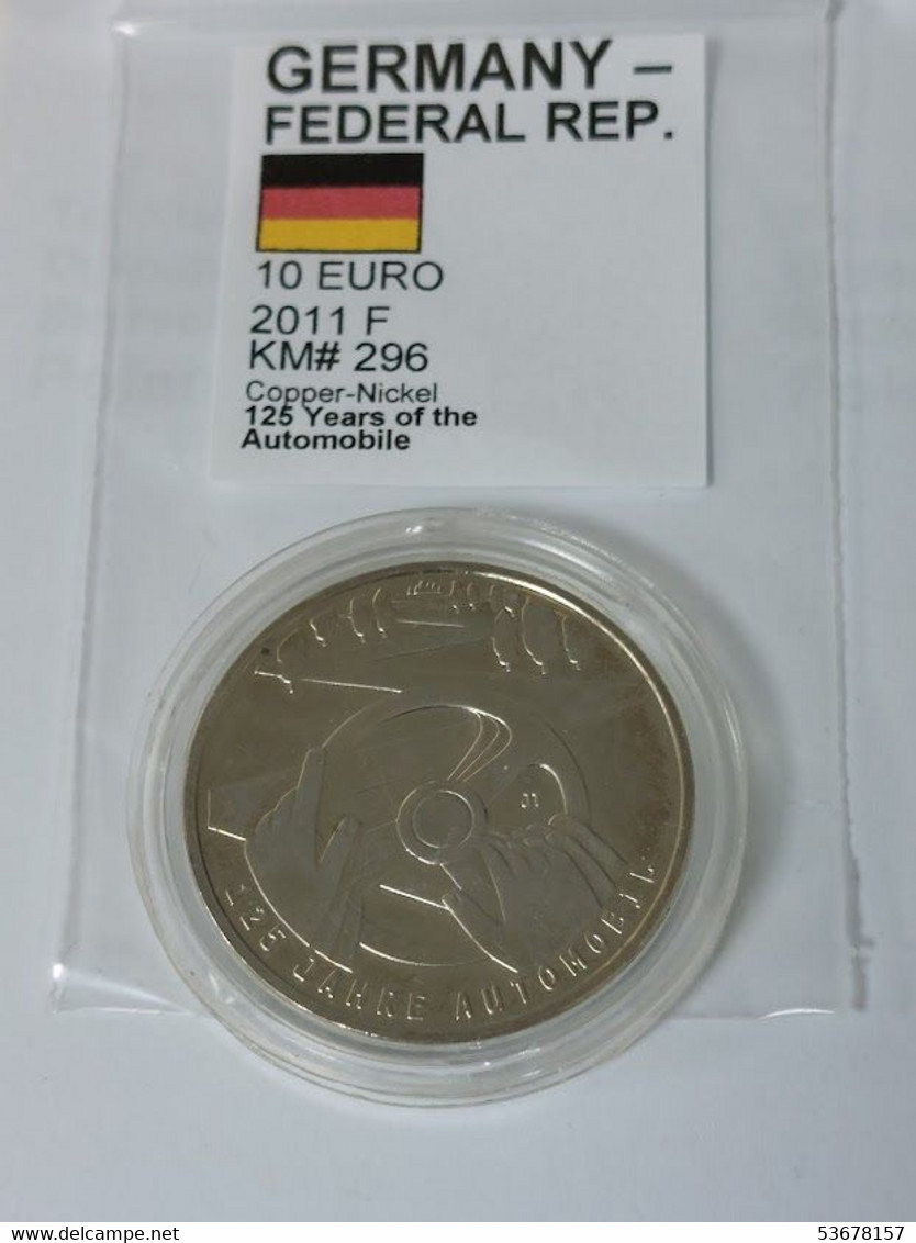 Germany  - 10 Euro, 2011 F, 125th Anniversary Of The Automobile, KM# 296 - Verzamelingen