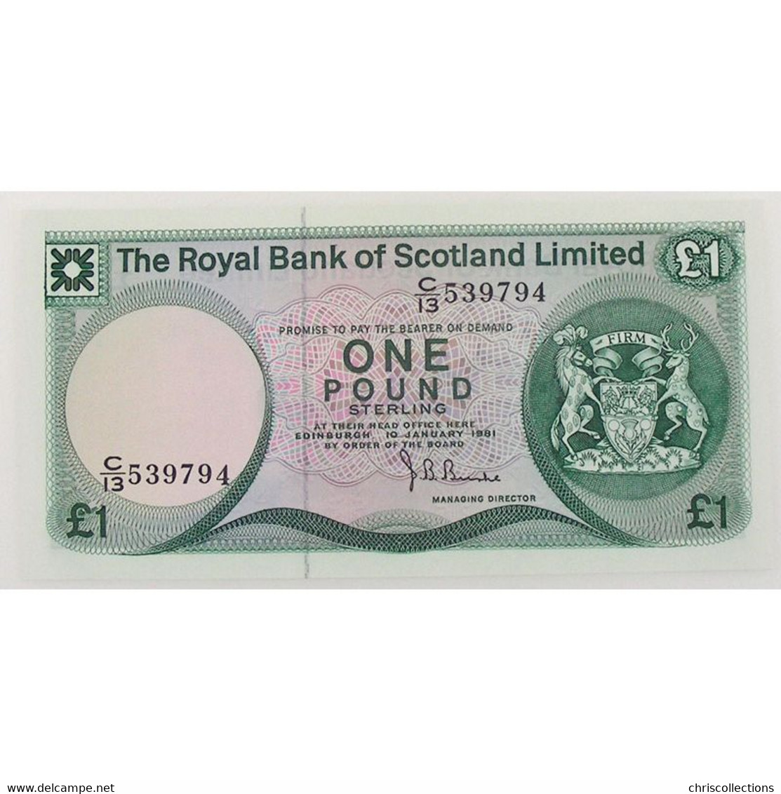 Ecosse, 1 Pound 1.10.1981, C.13 539794, XF-UNC - 10 Ponden