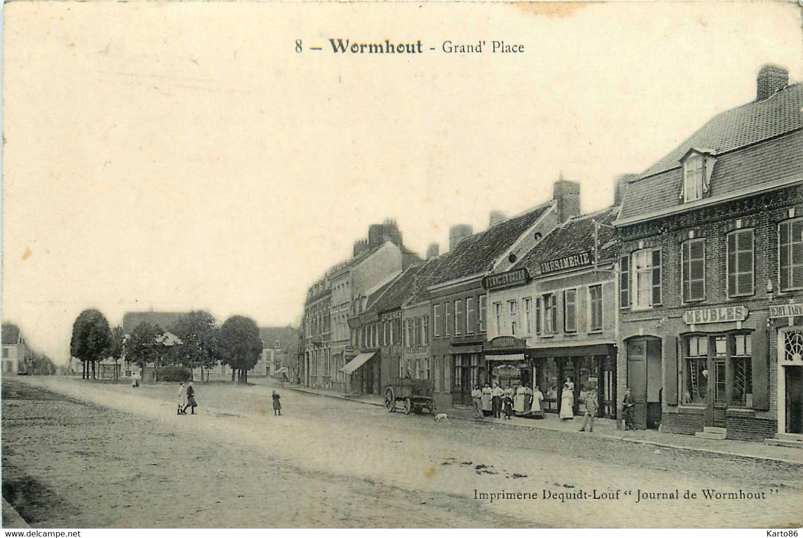 Wormhout * La Grand Place * Imprimerie * Commerces Magasins * Débit De Tabac Tabacs - Wormhout