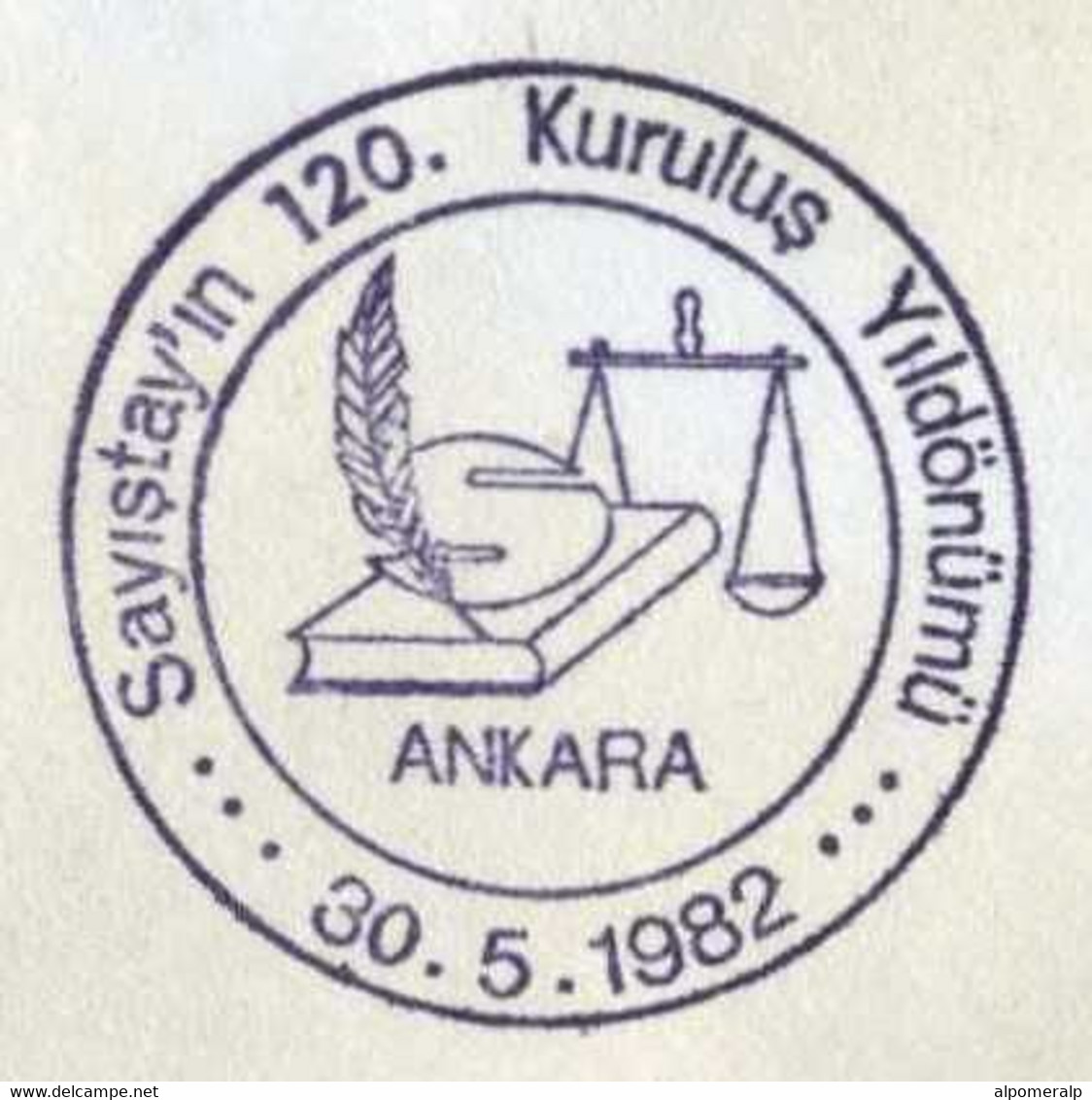 Türkiye 1982 120th Anniv. Of The Turkish Court Of Accounts | Law, Scales, Book, Pen, Special Cover - Cartas & Documentos