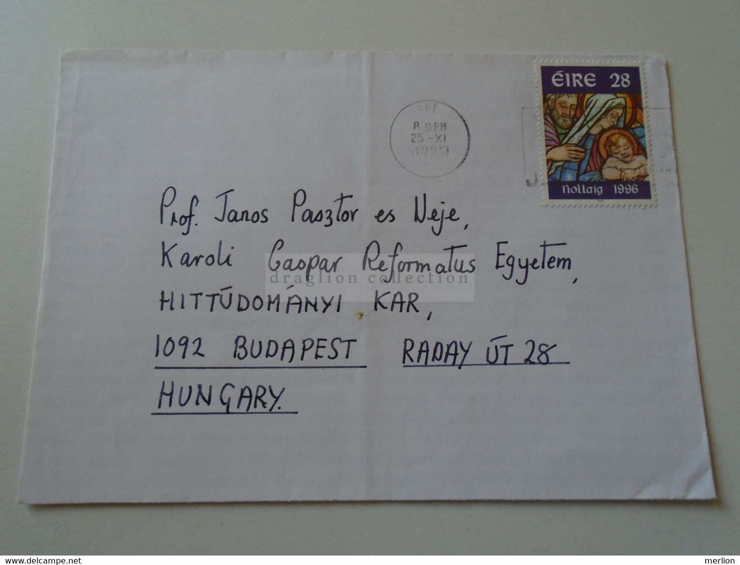 D188368  IRELAND  Cover  Cancel 1996 Cristianity -  Set To Hungary - Cartas & Documentos