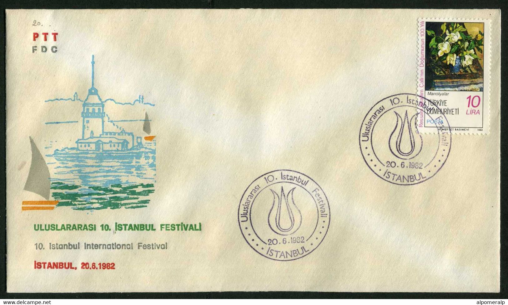 Türkiye 1982 Istanbul International Festival | Tulip, Special Cover - Storia Postale