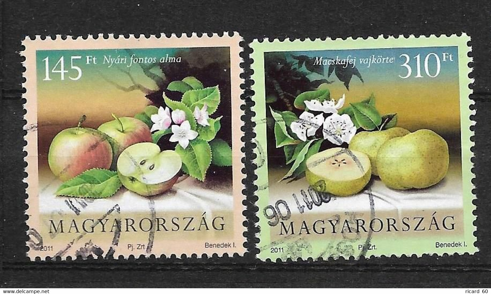 Timbres Oblitérés De Hongrie, N°5525-25 Mi, 2011, Fruits, Pommes, Fleurs - Usati