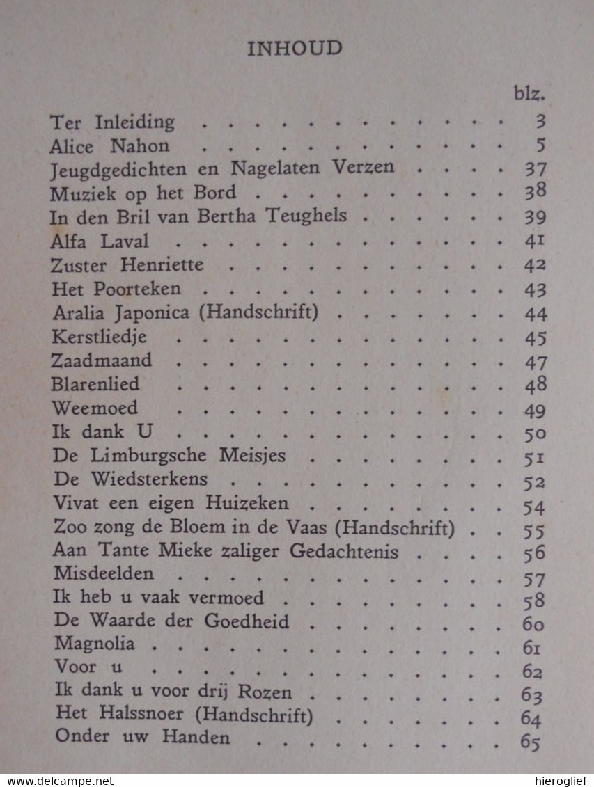 ALICE NAHON -- MAART - APRIL Jeugdgedichten E Nagelaten Verzen Verzameld Door Renaat Korten 1942 Antwerpen - Poesia