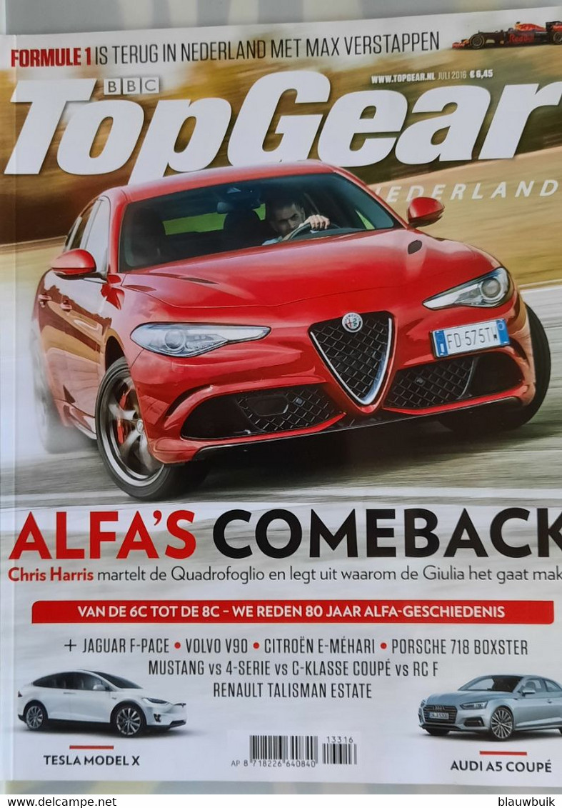 Top Gear Magazine N°133 - 2016 Alfa's Comeback - Auto/Motorrad