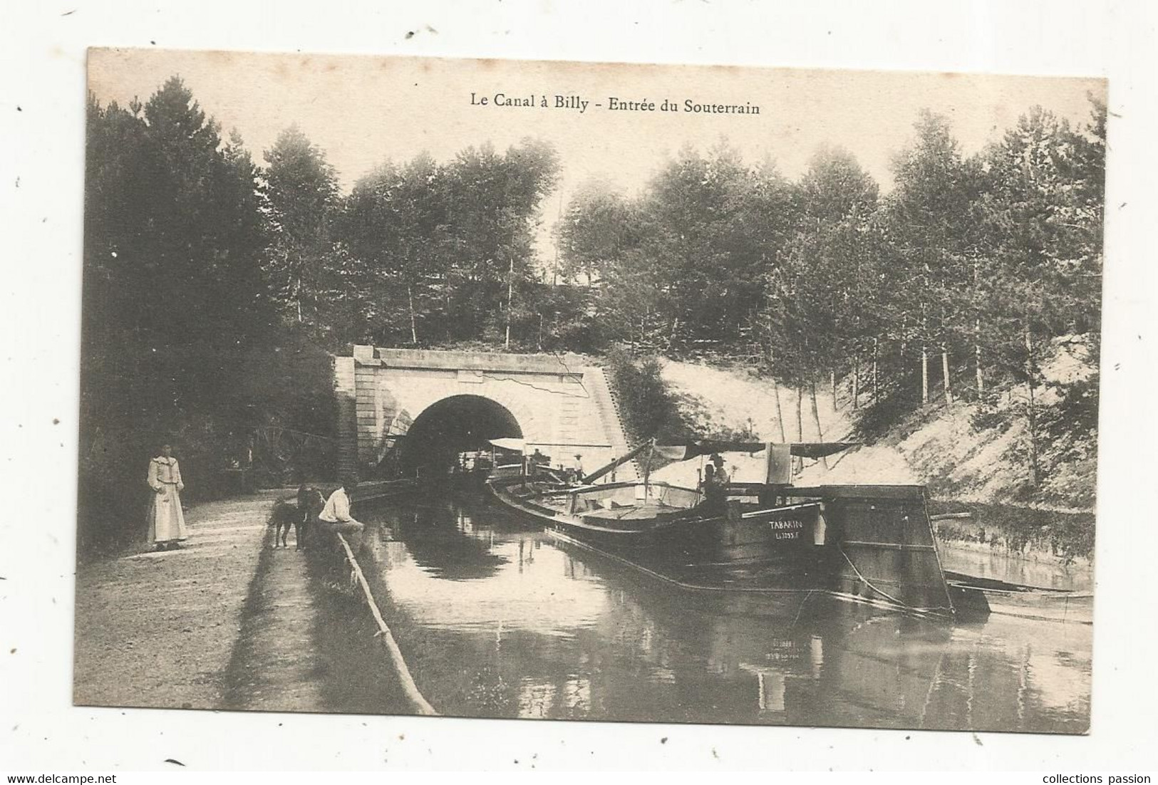 Cp , Bateau , Péniches , 51 , Le Canal à BILLY , Entrée Du Souterrain , Vierge - Houseboats