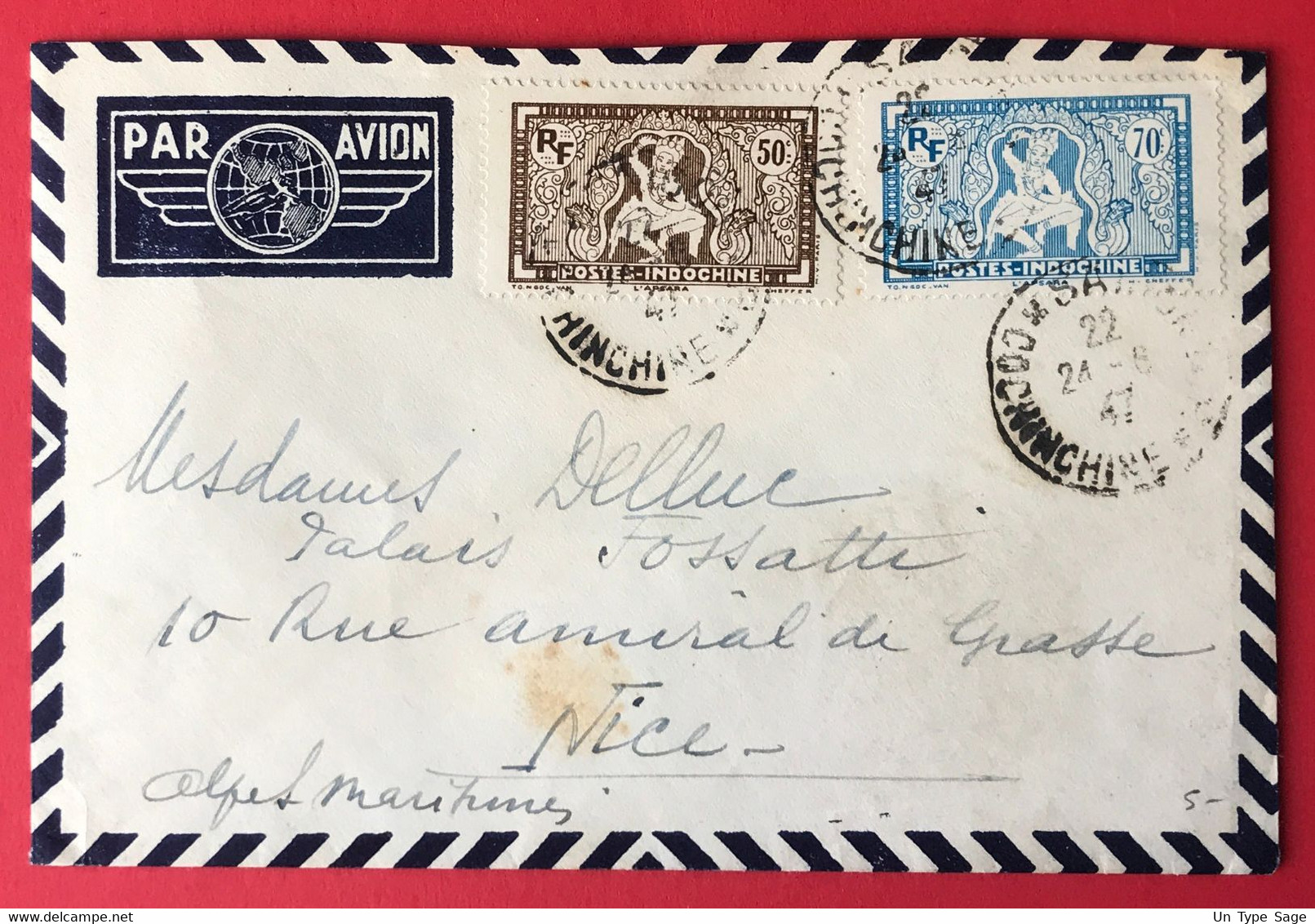 Indochine N°167 Et 218 Sur Enveloppe De Saigon Pour Nice 24.6.1947 - (A214) - Briefe U. Dokumente