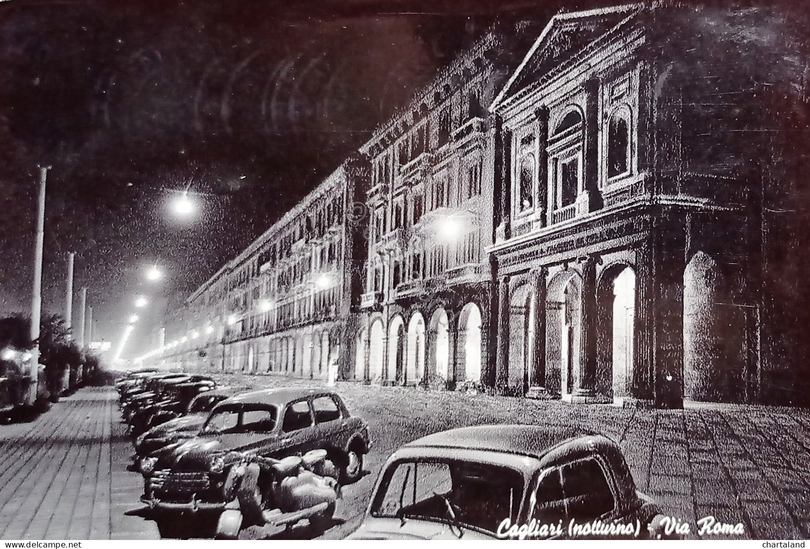 Cartolina - Cagliari - Via Roma - 1955 - Cagliari