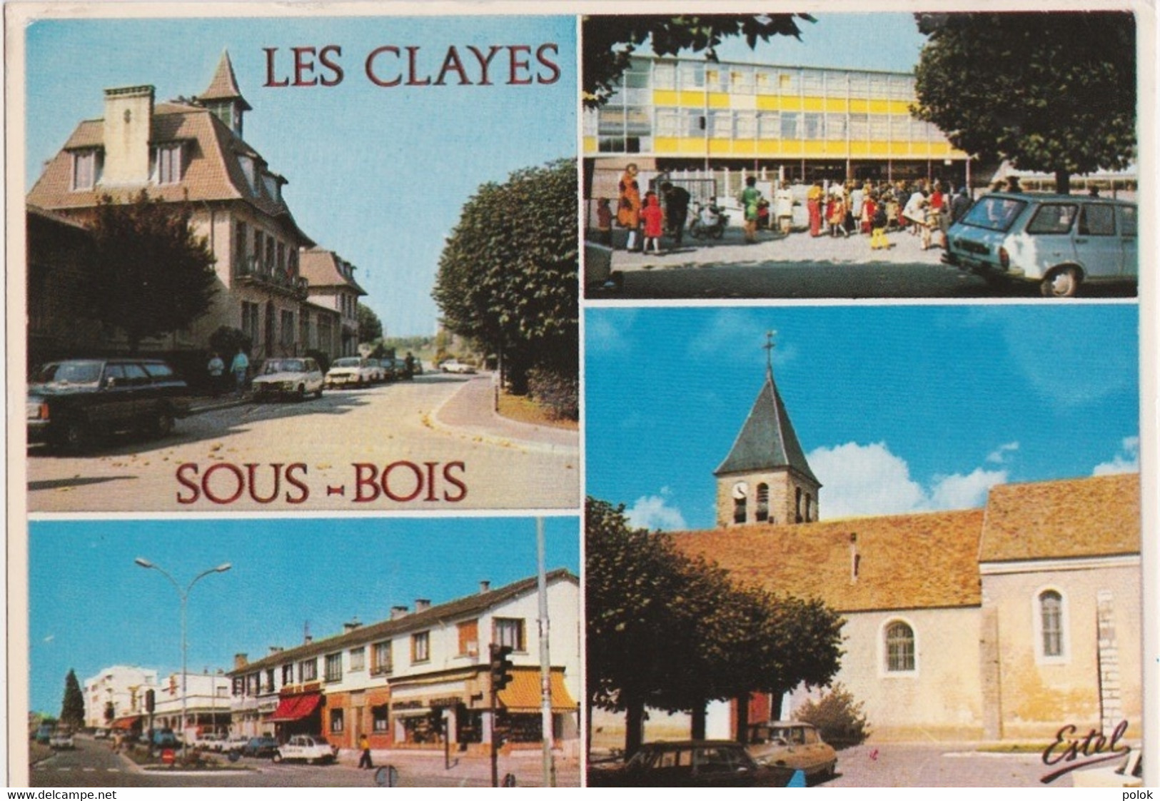 Cg - CPM LES CLAYES SOUS BOIS - Hôtel De Ville, CEG Briquet, Centre Commercial, Avenue Jules Ferry, église St Martin - Les Clayes Sous Bois