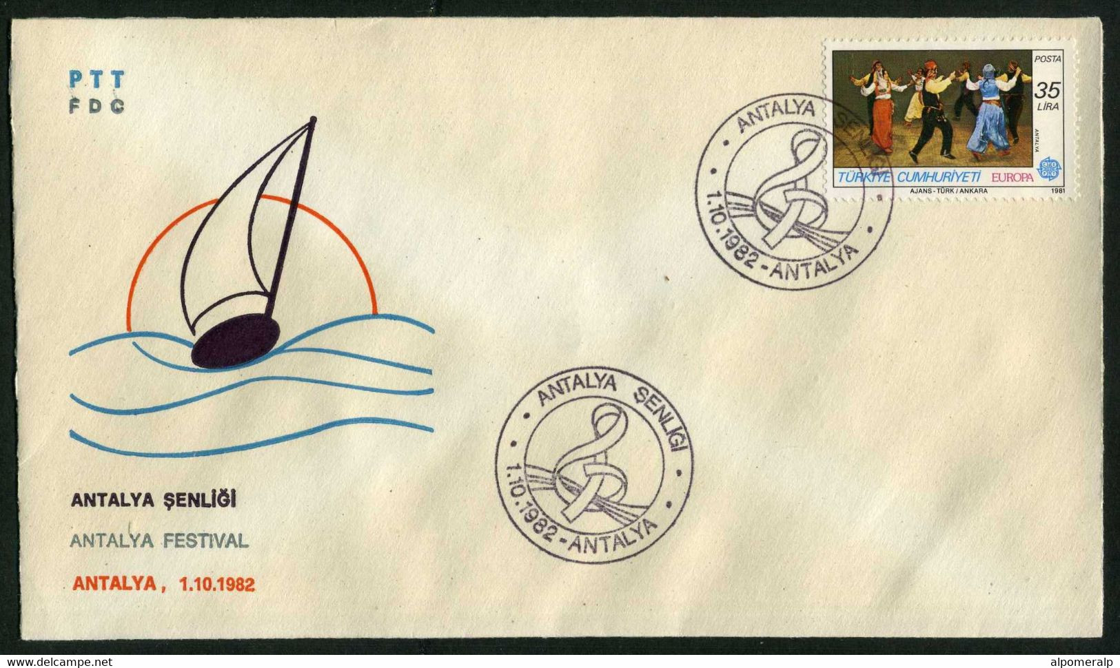 Türkiye 1982 Antalya Festival | Music, Treble Clef, Special Cover - Briefe U. Dokumente