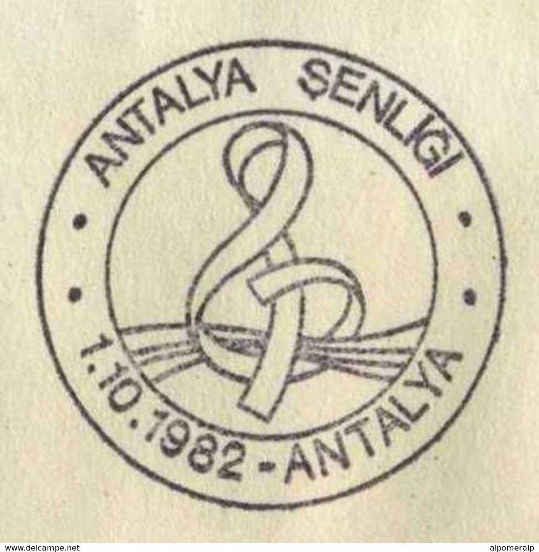 Türkiye 1982 Antalya Festival | Music, Treble Clef, Special Cover - Lettres & Documents