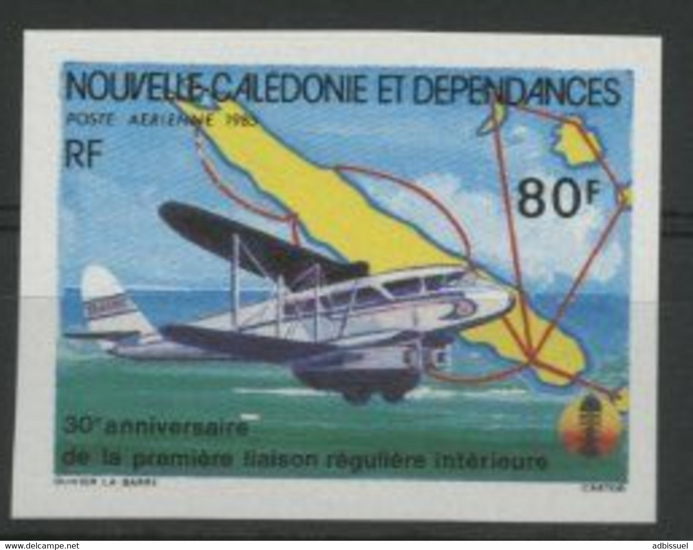 NOUVELLE CALEDONIE PA N° 247 NON DENTELE Neuf ** 80 Fr 30ème Anniversaire De La Liaison Aérienne Intérieure. TB - Ongebruikt